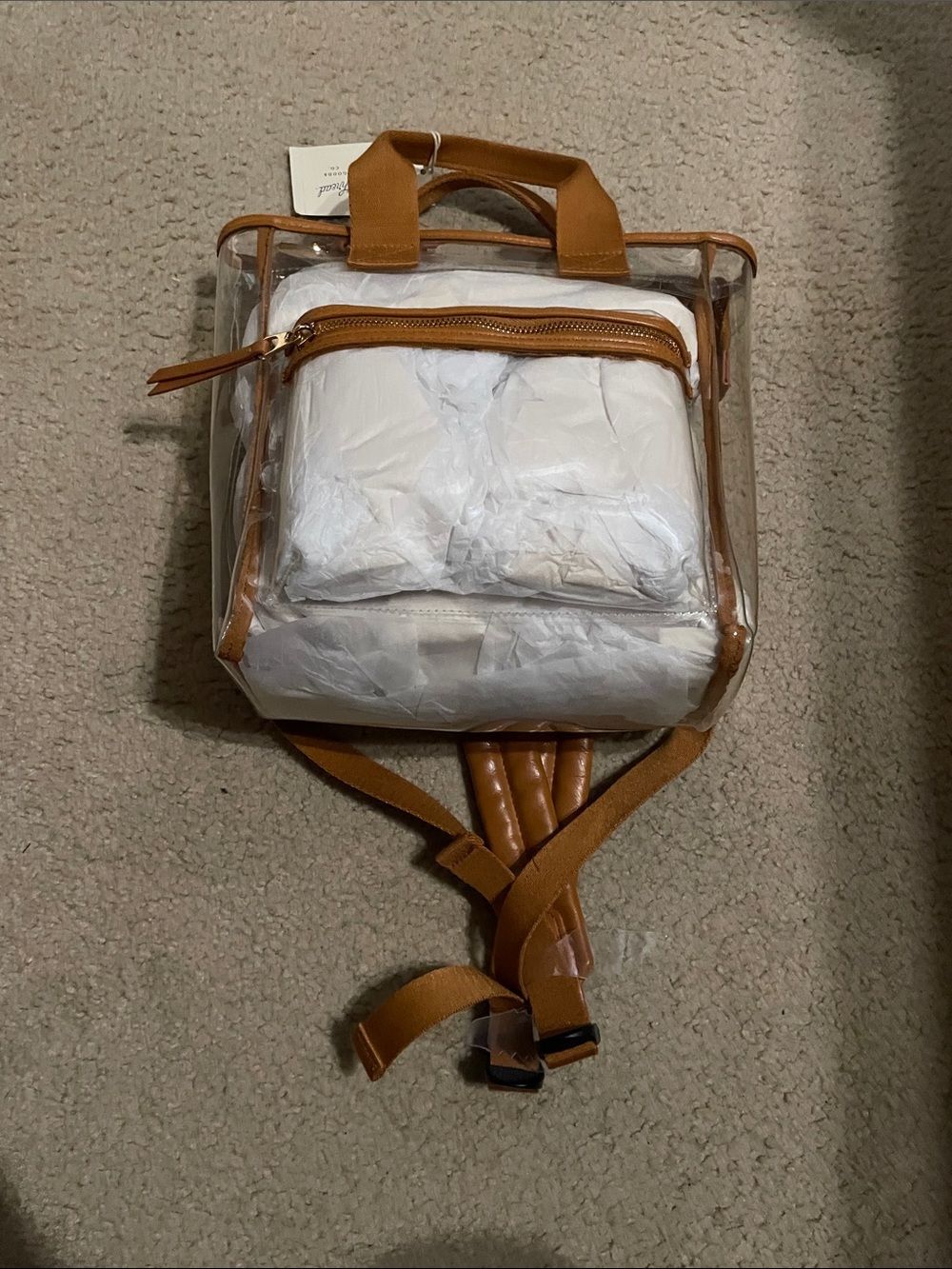 Universal Thread Clear Cube Backpack with Tan Trim - Picture 1 of 5